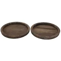 Semoic 2 PièCes SéRies Bougeoir Plateau en Bois Rustique - Petite Assiette DéCorative Pilier Bougeoir Bois pour Table à Manger Ferme