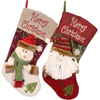 Jojomino Lot de 2 chaussettes de Noël, décoration de sapin, sac cadeau personnalisé pour adolescents, sac de bonbons