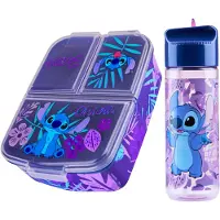 Disney Stitch Bote djeuner pour enfants avec compartiments et bouteille d'eau pour l'cole (bleu/violet)