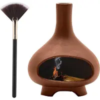 Exogio Brûleur d'encens en céramique fait à la main, bol de fumigation pour bâtons de sauge avec brosse