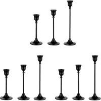 Melitt Bougeoirs Coniques Bougeoir Noir Ensemble de 9 Bougeoirs Long Titulaire pour Cheminée Table à Manger Décoration de la Maison