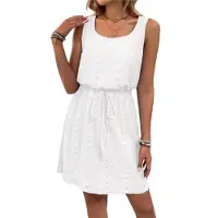 Semoic Robe courte texturée ajourée avec cordon de serrage pour femme