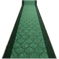 Rugsx Triangles de couloir LIŚCIE feuilles antidérapants, vert gomme 110cm 110x530 cm