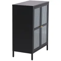 Helloshop26 Buffet en acier et verre ondulé transparent 64 x 35 x 84 cm