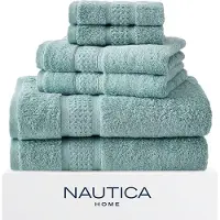 Nautica - serviettes de bain 6 pices Absorbants et frads de serviette en coton rsistant la mode (Oceane Turquoise 6 pices)