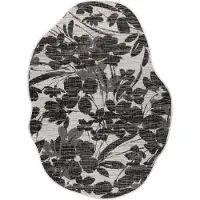 Rugsx Tapis en sisal ORGANIC 2735 Fleurs écru / noir – naturel, forme irrégulière moderne 200x290 cm