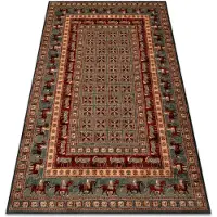 Rugsx Tapis en laine KASHQAI 4301 401 oriental, cadre vert / terre cuite 80x160 cm