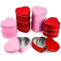 Jojomino Lot de 12 Boîtes en Forme de Cœur pour Saint-Valentin 56,7g avec Couvercles, Pots à Bougies en Vrac Forme de Cœur, Conteneurs pour Bougies