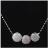 Bijoux Pierres et Minéraux. Collier 3 perles Quartz rose 8 mm Chaine en acier inoxydable.