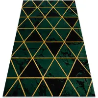 Rugsx Tapis EMERALD exclusif 1020 glamour, élégant marbre, triangles bouteille verte / or 80x150 cm