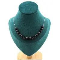 Bijoux Pierres et Minéraux. Collier 15 perles Agate noire 8 mm. Chaine en acier inoxydable Collier femmes, hommes. Taille personnalisable.