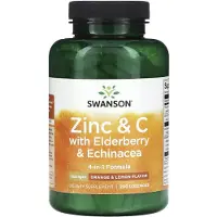 Swanson Health , Zinc et C avec Sureau et Échinacée, Orange et Citron, 200 Pastilles