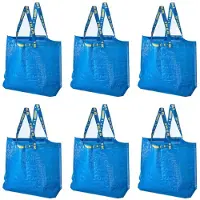 IKEA 603.017.07 FRAKTA Sacs de courses moyens (lot de 6) Bleu Charge maximale de 25 kg Volume de 38 litres Facile nettoyer Prend peu de place