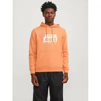 Jack & Jones Map Logo Hoodie Orange S Homme
