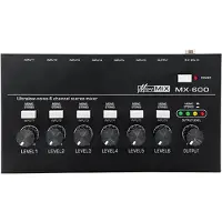 Jojomino Mélangeur de ligne 6 canaux à très faible bruit MX600, commutateur stéréo/piste unique, préamplificateur de microphone