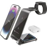 Forcell F-ENERGY Simply Charge 3in1 aluminium compatible avec Apple Watch et Samsung Watch gris