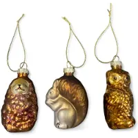 Merkloos Décorations de Noël en verre sur le thème des animaux – lot de 3