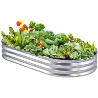 Famanu Pot de jardin - Bac à fleurs - Argent - 180 x 90 x 30 cm - accessoires inclus