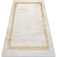 Rugsx Tapis moderne DUKE 51524 crème / or - Cadre, grec structuré, très doux, franges 200x290 cm