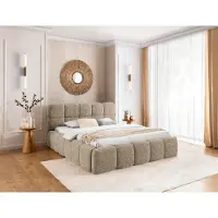 FURNISTAR Lit SOFIA 120x200 - avec coffre de lit, lit double avec espace de rangement et sommier à lattes, aspect boxspring, sans matelas, lit - Taupe