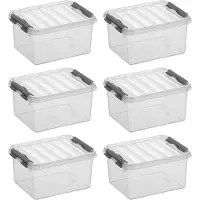 Sunware Q-line Boîte de rangement transparente/grise 2 litres - lot de 6 pièces