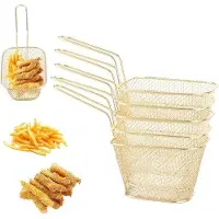 OEM Cubes de service dorés en acier inoxydable - 5 pièces - 6 x 7,5 x 8,5 cm - Accessoires de friture haut de gamme - Plateaux de présentation pour fritures et plats