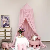 OEM Couverture ronde pour lit bébé, rose, 56 x 230 x 450 cm, moustiquaire
