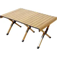 Famanu Table de jardin pliante en aluminium - Table de camping Jawinio aspect bois