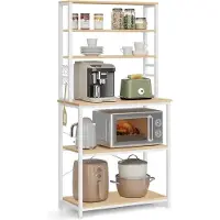 OEM Étagère de cuisine Rootz avec 6 tablettes et 6 crochets - Étagère de garde-manger - Rangement - Aggloméré et acier - 40 cm x 80 cm x 167 cm