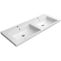 Sapho GSI Norm - Double lavabo 1250x500 mm, avec 2 trous pour batterie, ExtraGlaze, blanc 8627111