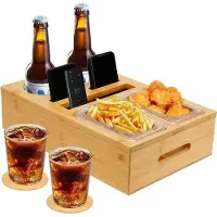 OEM Bamboe amovible, plateau de service avec poignée, 40 x 26 x 10 cm, pour la table, le petit-déjeuner, les réceptions