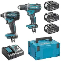 Makita Ensemble DLX2127J1 Perceuse visseuse DDF482 + Visseuse à chocs DTD152 18 V Li-Ion (3 x 3 Ah)