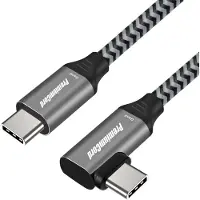 PremiumCord câble USB-C courbé (USB 3.2 Gen 2, 3A, 60 W, 20 Gbit/s), couvercles de prise en aluminium, 2 m (ku31cu2)