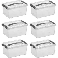 Sunware Q-line Boîte de rangement transparente/grise 6 litres - lot de 6 pièces