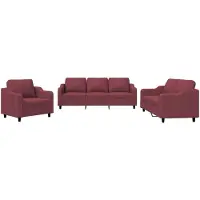 vidaXL Ensemble de canapés 3 pièces avec coussins vin rouge Tissu