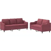 Syfax Ensemble de canapés 2 pcs avec coussins Rouge bordeaux Tissu