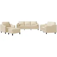 vidaXL Ensemble de canapés 4 pièces avec coussins Crème Tissu