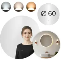 Modernhome Miroir de salle de bain LED rond mural 60 cm, 3 couleurs, interrupteur tactile