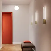 Zafferano Brilliant Applique Led 1 Lumière En Aluminium Or, Design Cylindrique Minimaliste Pour Intérieur, Technologie Triac Graduable, H 70.2 Cm