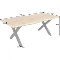 Meublorama Table de salle à manger RIVET 160 cm aspect bois clair et métal noir