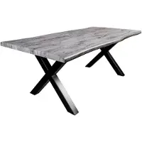 Meublorama Table de salle à manger RIVET 160 cm aspect bois gris et métal noir