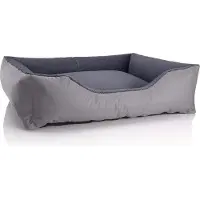 Markenlos Lit pour chien XL lavable avec coussin, gris, avec housse amovible