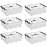 Sunware Q-line Boîte de rangement transparente/grise 10 litres - lot de 6 pièces