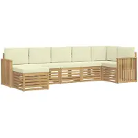 Syfax Ensemble de canapés d'extérieur 7 pcs Blanc et crème