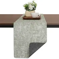 OEM Nappe de table de jardin en plastique, style moderne, réversible, antidérapante, résistante à la chaleur, facile à nettoyer, pour l'extérieur, pour les tables de fête (gris-vert, 30 x 140 cm)