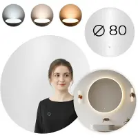 Modernhome Miroir de salle de bain LED rond mural 80 cm, 3 couleurs, interrupteur tactile