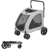 OEM Poussette pour chiens de taille moyenne - Pliable - Respirante - Adaptée à tous les terrains - Grise