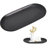 OEM Organiseur ovale pour cosmétiques et bijoux en acier inoxydable noir, 18 x 8,5 cm