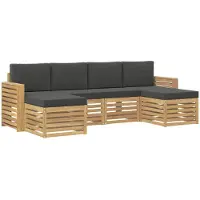 vidaXL Ensemble de salon de jardin 6 pièces, blanc et anthracite, en polyester