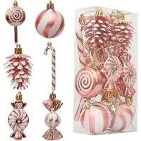 OEM Lot de boules de Noël en plastique rose
